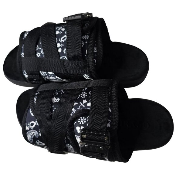 DRACO Slides Mens Shoes Size 5, 5.5, 6 Black Bandana Sandals Bandana NEW + Bag - Picture 2 of 12
